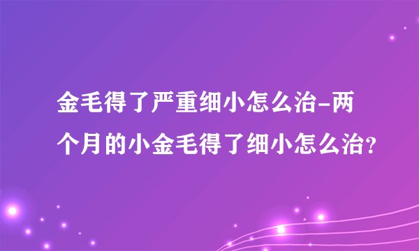 金毛得了严重细小怎么治-两个月的小金毛得了细小怎么治？