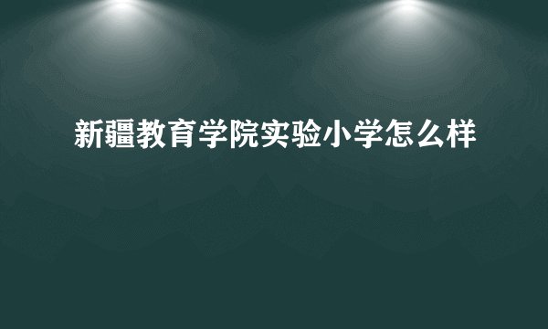 新疆教育学院实验小学怎么样