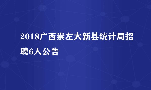 2018广西崇左大新县统计局招聘6人公告