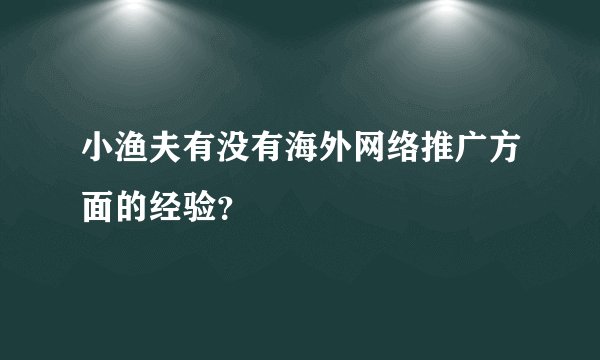 小渔夫有没有海外网络推广方面的经验？
