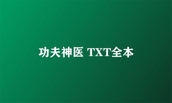 功夫神医 TXT全本