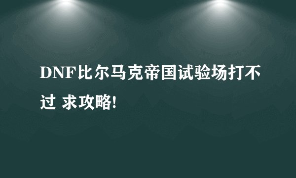 DNF比尔马克帝国试验场打不过 求攻略!