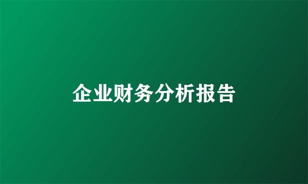 企业财务分析报告