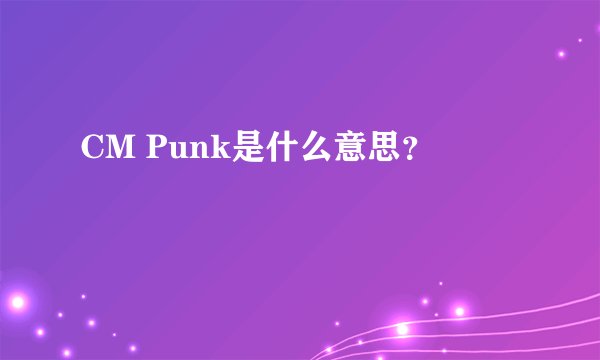 CM Punk是什么意思？