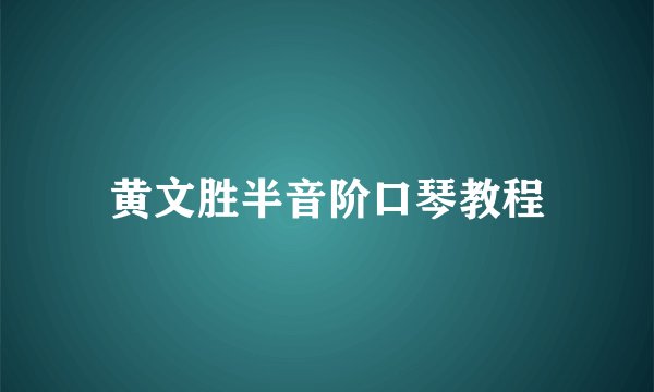 黄文胜半音阶口琴教程