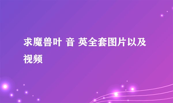 求魔兽叶 音 英全套图片以及视频