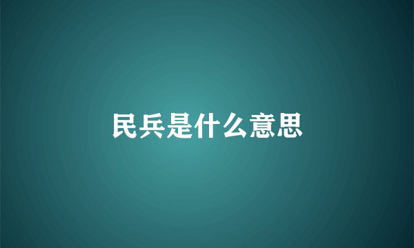 民兵是什么意思