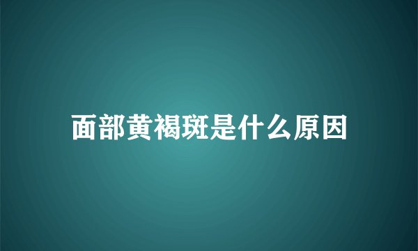 面部黄褐斑是什么原因
