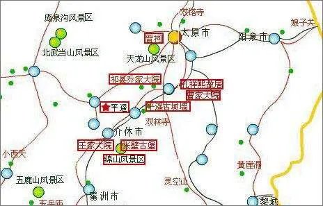 山西省旅游景点线路图？