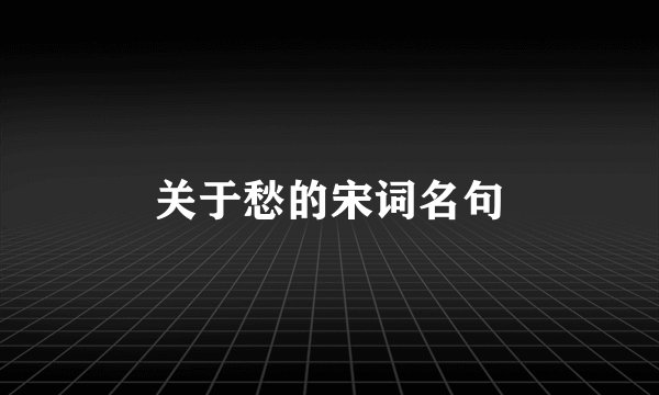 关于愁的宋词名句