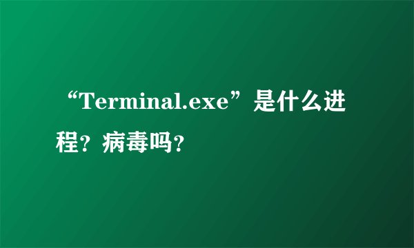 “Terminal.exe”是什么进程？病毒吗？