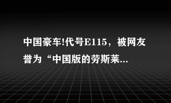 中国豪车!代号E115，被网友誉为“中国版的劳斯莱斯”,看着都舒服