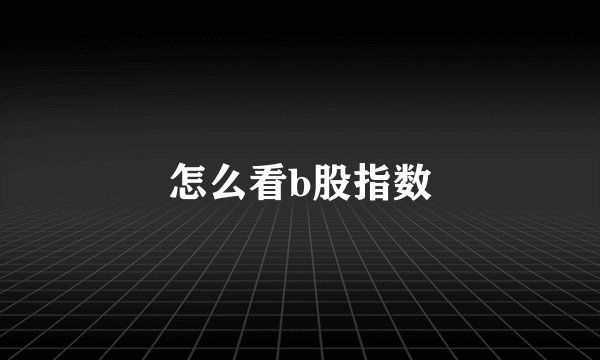 怎么看b股指数