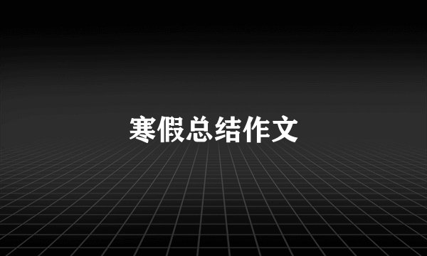 寒假总结作文