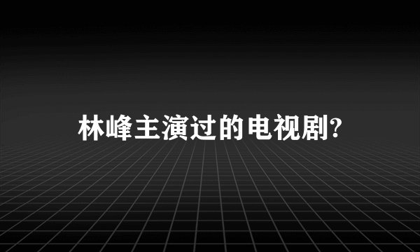 林峰主演过的电视剧?