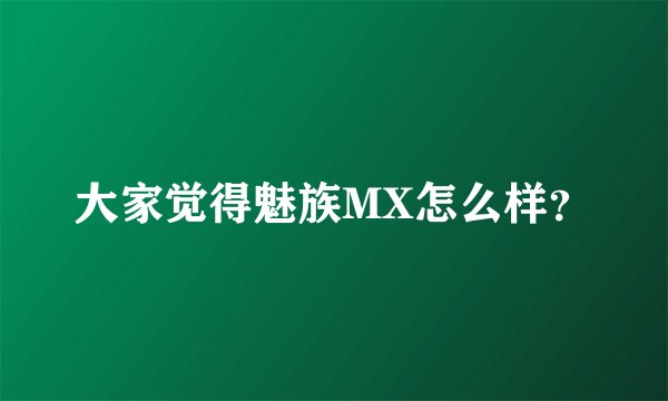 大家觉得魅族MX怎么样？