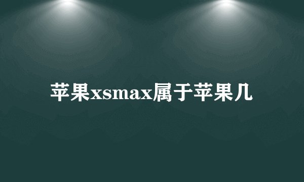 苹果xsmax属于苹果几