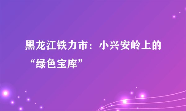 黑龙江铁力市：小兴安岭上的“绿色宝库”