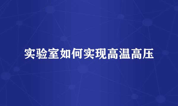 实验室如何实现高温高压