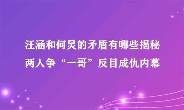 汪涵和何炅的矛盾有哪些揭秘两人争“一哥”反目成仇内幕