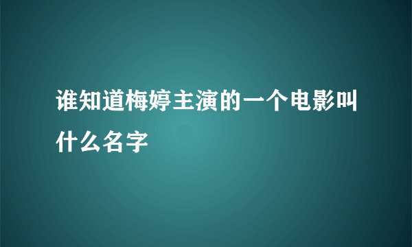 谁知道梅婷主演的一个电影叫什么名字