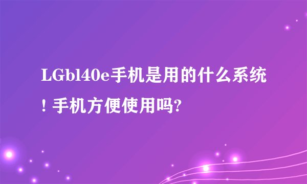 LGbl40e手机是用的什么系统! 手机方便使用吗?
