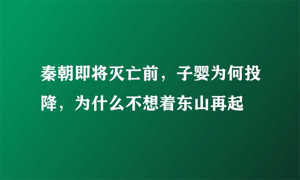 秦朝即将灭亡前，子婴为何投降，为什么不想着东山再起