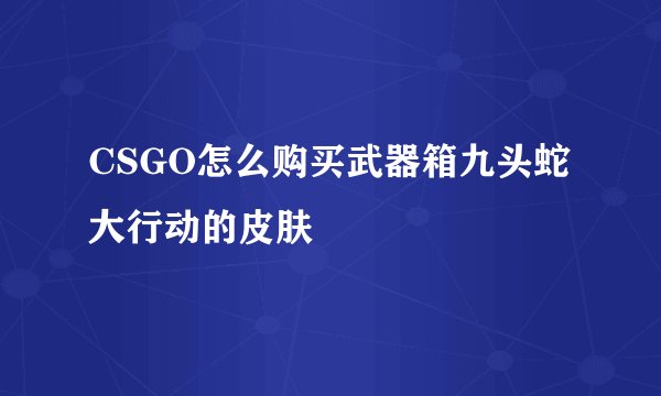 CSGO怎么购买武器箱九头蛇大行动的皮肤