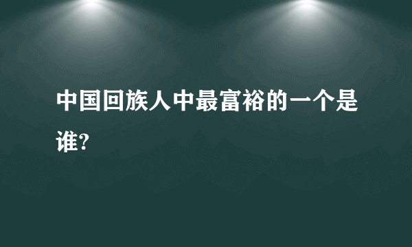 中国回族人中最富裕的一个是谁?