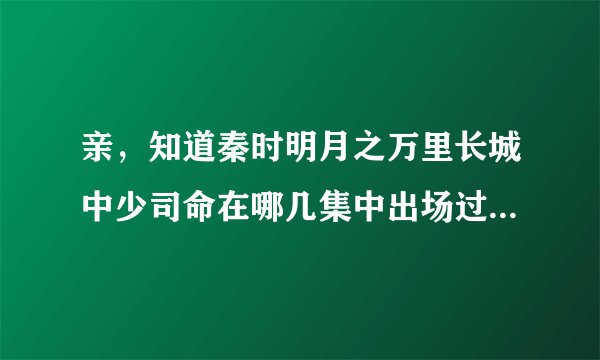 亲，知道秦时明月之万里长城中少司命在哪几集中出场过吗？？？求答案，感激尽！！！