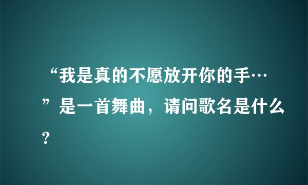 “我是真的不愿放开你的手…”是一首舞曲，请问歌名是什么？