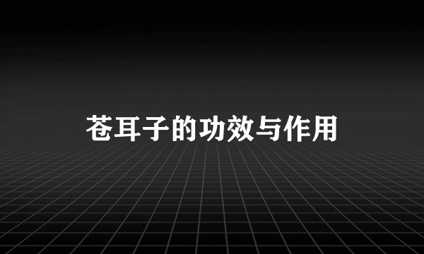 苍耳子的功效与作用