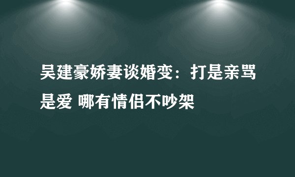 吴建豪娇妻谈婚变：打是亲骂是爱 哪有情侣不吵架