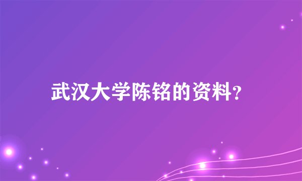 武汉大学陈铭的资料？