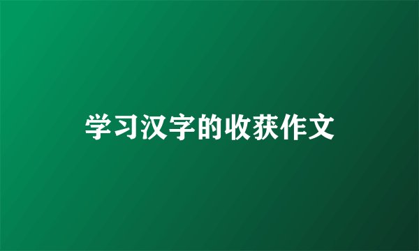 学习汉字的收获作文