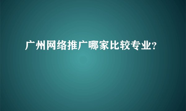 广州网络推广哪家比较专业？