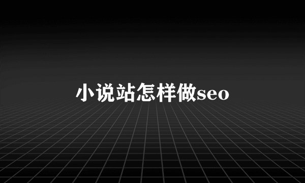 小说站怎样做seo