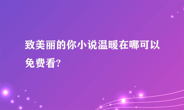致美丽的你小说温暖在哪可以免费看?