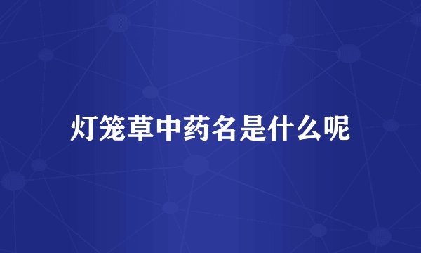 灯笼草中药名是什么呢