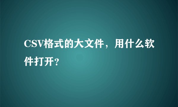 CSV格式的大文件，用什么软件打开？