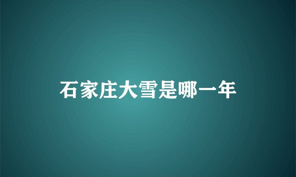 石家庄大雪是哪一年