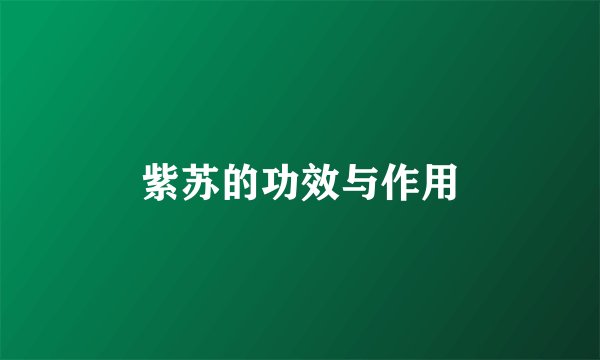 紫苏的功效与作用