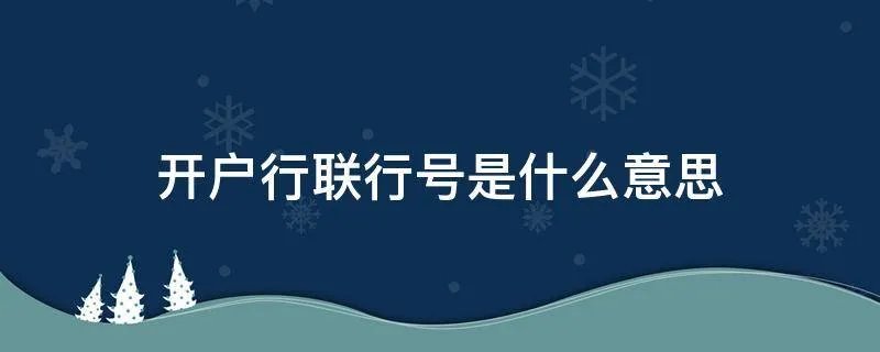 开户行联行号是什么意思
