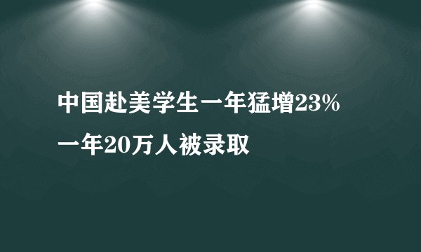 中国赴美学生一年猛增23% 一年20万人被录取