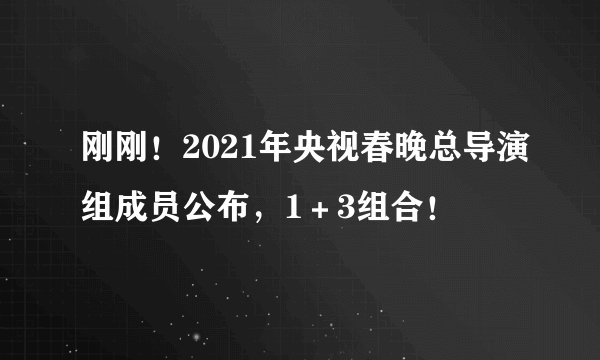 刚刚！2021年央视春晚总导演组成员公布，1＋3组合！