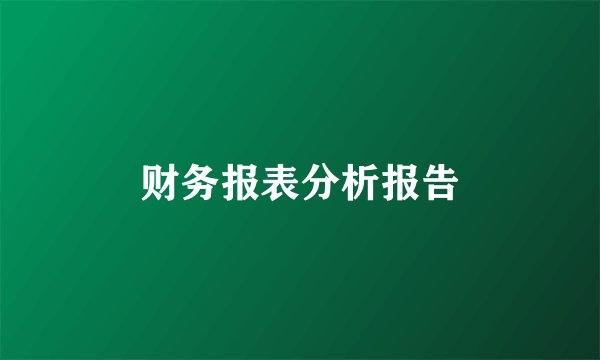 财务报表分析报告