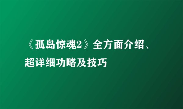 《孤岛惊魂2》全方面介绍、超详细功略及技巧