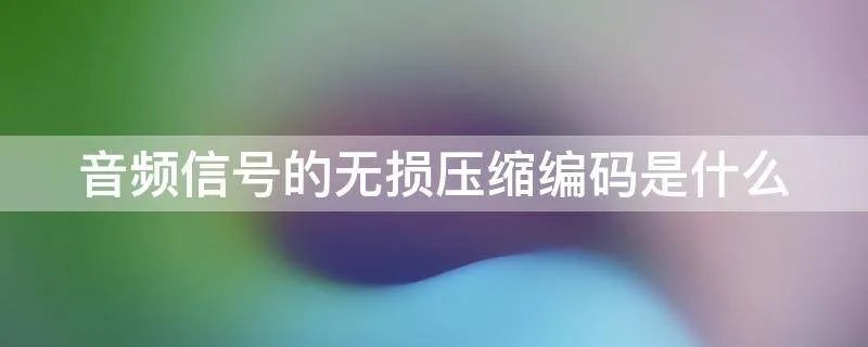 音频信号的无损压缩编码是什么