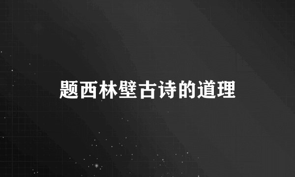 题西林壁古诗的道理