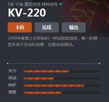 《坦克世界》S系KV-220介绍